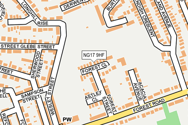 NG17 9HF map - OS OpenMap – Local (Ordnance Survey)
