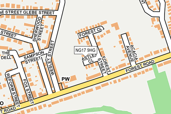 NG17 9HG map - OS OpenMap – Local (Ordnance Survey)