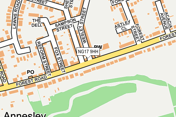 NG17 9HH map - OS OpenMap – Local (Ordnance Survey)