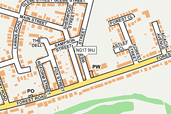 NG17 9HJ map - OS OpenMap – Local (Ordnance Survey)