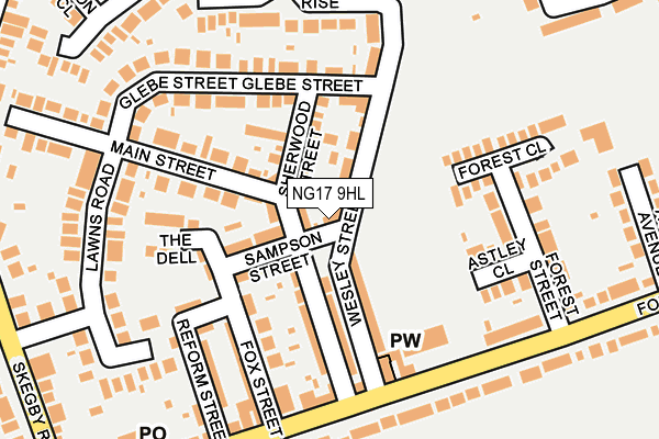 NG17 9HL map - OS OpenMap – Local (Ordnance Survey)