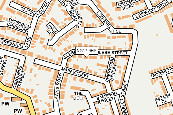 NG17 9HP map - OS OpenMap – Local (Ordnance Survey)