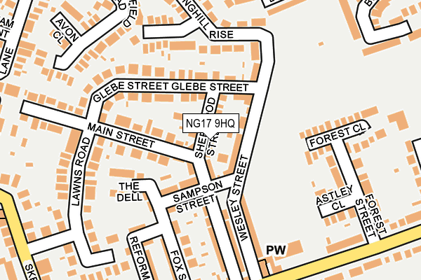 NG17 9HQ map - OS OpenMap – Local (Ordnance Survey)