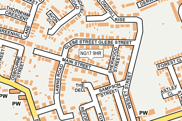 NG17 9HR map - OS OpenMap – Local (Ordnance Survey)