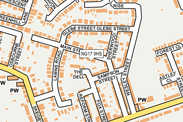 NG17 9HS map - OS OpenMap – Local (Ordnance Survey)
