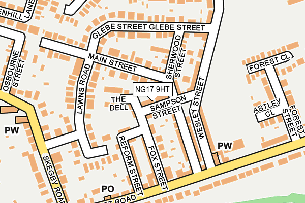NG17 9HT map - OS OpenMap – Local (Ordnance Survey)