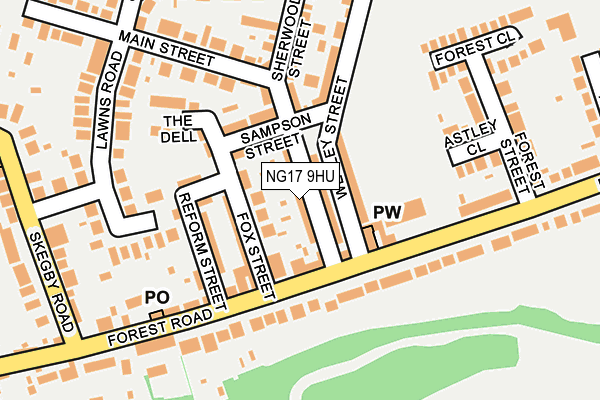 NG17 9HU map - OS OpenMap – Local (Ordnance Survey)