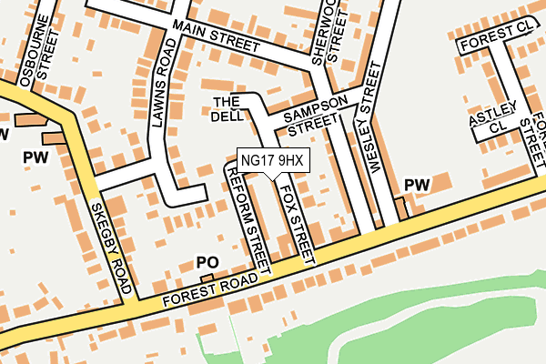 NG17 9HX map - OS OpenMap – Local (Ordnance Survey)