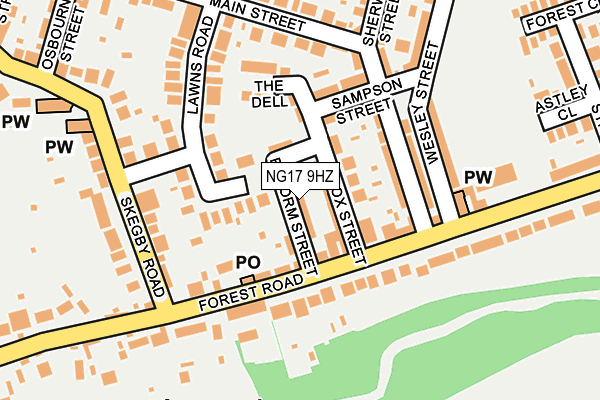 NG17 9HZ map - OS OpenMap – Local (Ordnance Survey)