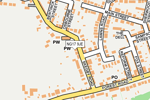 NG17 9JE map - OS OpenMap – Local (Ordnance Survey)