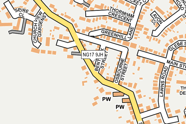 NG17 9JH map - OS OpenMap – Local (Ordnance Survey)