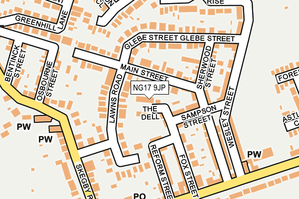 NG17 9JP map - OS OpenMap – Local (Ordnance Survey)