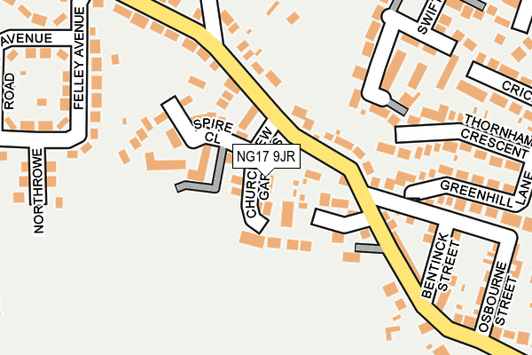 NG17 9JR map - OS OpenMap – Local (Ordnance Survey)