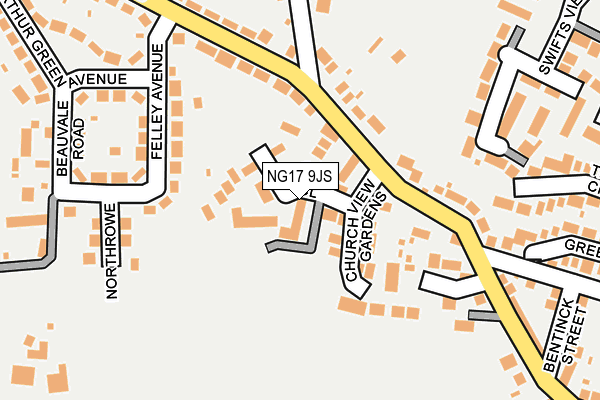 NG17 9JS map - OS OpenMap – Local (Ordnance Survey)