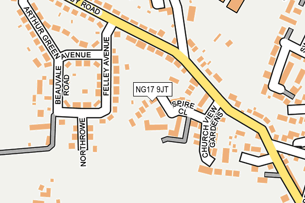 NG17 9JT map - OS OpenMap – Local (Ordnance Survey)