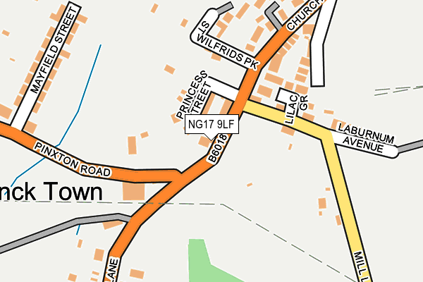NG17 9LF map - OS OpenMap – Local (Ordnance Survey)