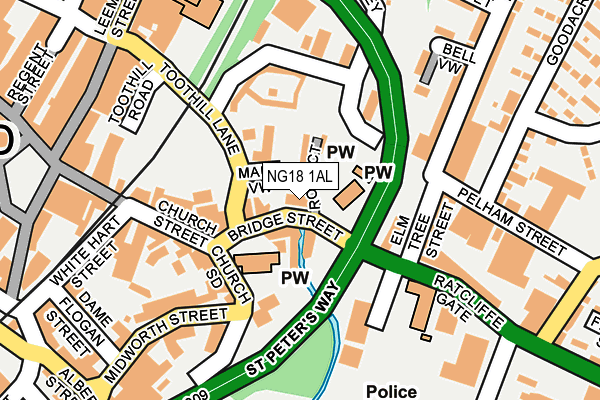 NG18 1AL map - OS OpenMap – Local (Ordnance Survey)