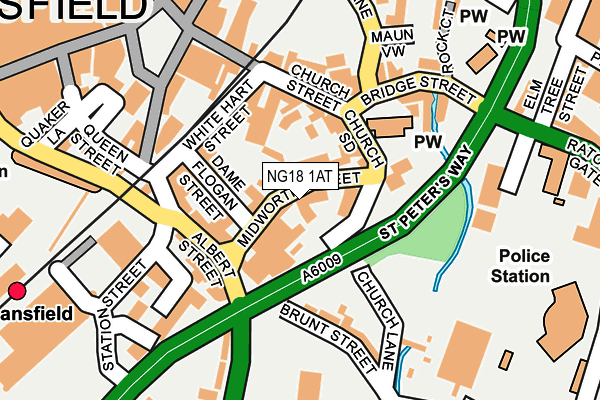 NG18 1AT map - OS OpenMap – Local (Ordnance Survey)