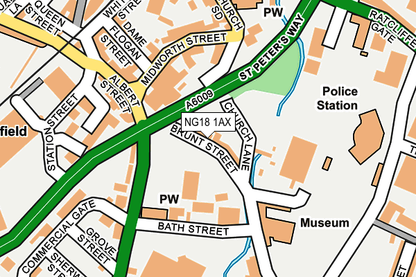 NG18 1AX map - OS OpenMap – Local (Ordnance Survey)