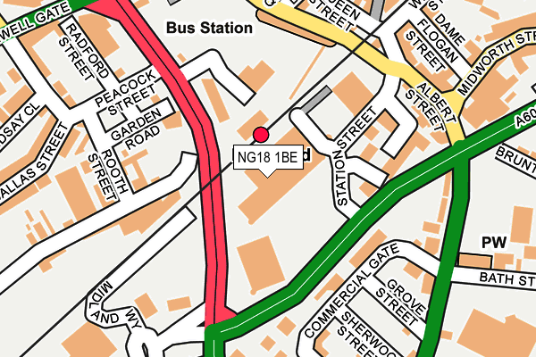 NG18 1BE map - OS OpenMap – Local (Ordnance Survey)