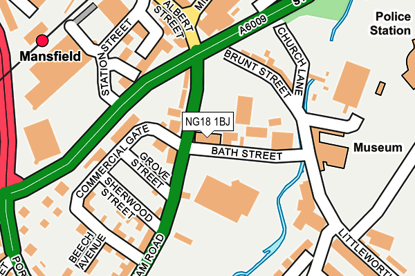 NG18 1BJ map - OS OpenMap – Local (Ordnance Survey)