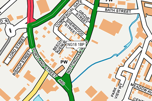 NG18 1BP map - OS OpenMap – Local (Ordnance Survey)