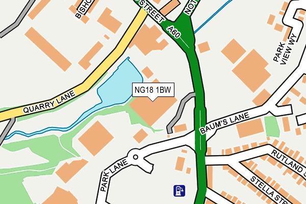 NG18 1BW map - OS OpenMap – Local (Ordnance Survey)