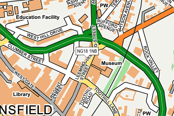 NG18 1NB map - OS OpenMap – Local (Ordnance Survey)