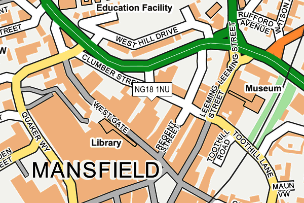 NG18 1NU map - OS OpenMap – Local (Ordnance Survey)