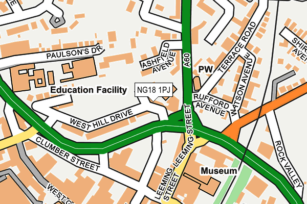 NG18 1PJ map - OS OpenMap – Local (Ordnance Survey)