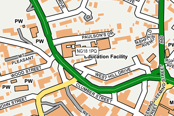 NG18 1PQ map - OS OpenMap – Local (Ordnance Survey)
