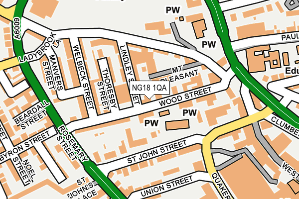 NG18 1QA map - OS OpenMap – Local (Ordnance Survey)