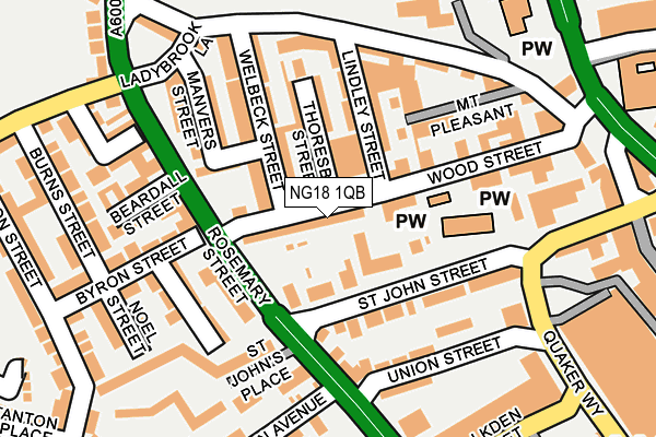 NG18 1QB map - OS OpenMap – Local (Ordnance Survey)