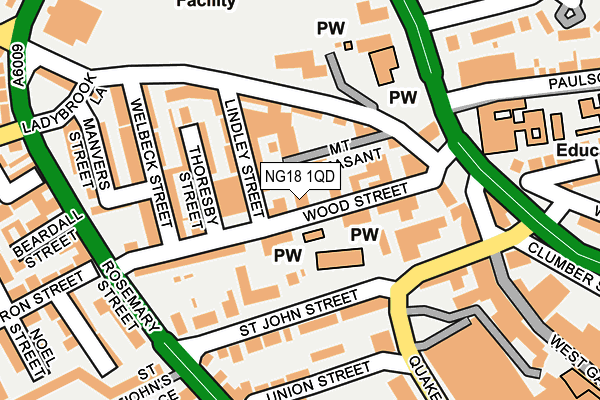 NG18 1QD map - OS OpenMap – Local (Ordnance Survey)