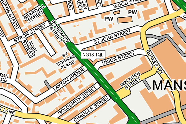 NG18 1QL map - OS OpenMap – Local (Ordnance Survey)
