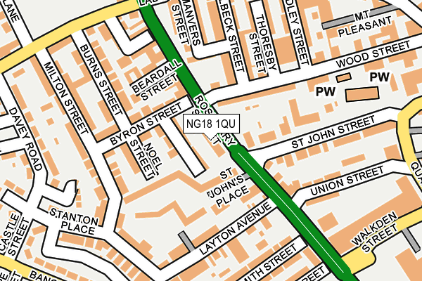 NG18 1QU map - OS OpenMap – Local (Ordnance Survey)