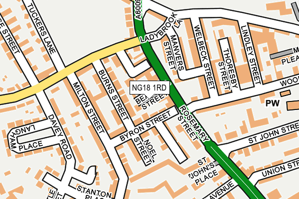 NG18 1RD map - OS OpenMap – Local (Ordnance Survey)