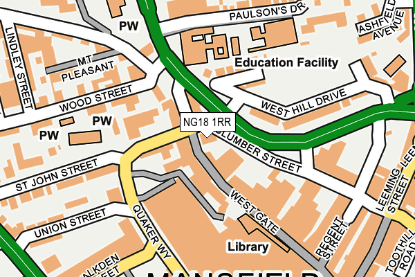 NG18 1RR map - OS OpenMap – Local (Ordnance Survey)