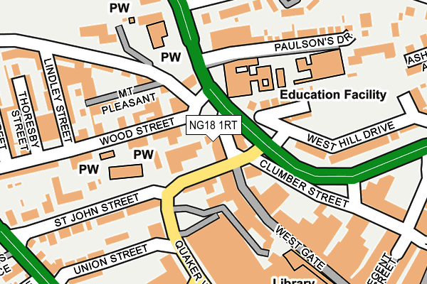 NG18 1RT map - OS OpenMap – Local (Ordnance Survey)