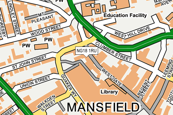 NG18 1RU map - OS OpenMap – Local (Ordnance Survey)