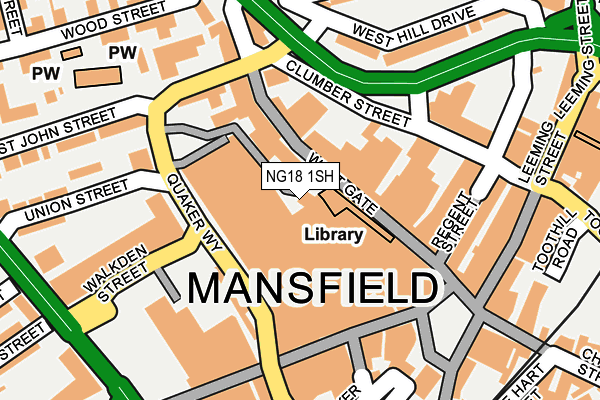 NG18 1SH map - OS OpenMap – Local (Ordnance Survey)