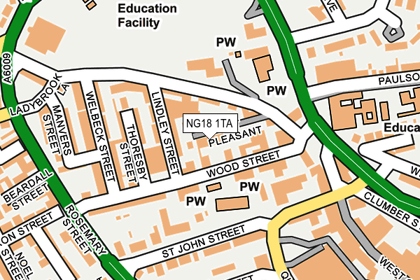 NG18 1TA map - OS OpenMap – Local (Ordnance Survey)