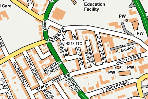 NG18 1TQ map - OS OpenMap – Local (Ordnance Survey)