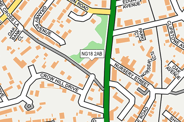 NG18 2AB map - OS OpenMap – Local (Ordnance Survey)