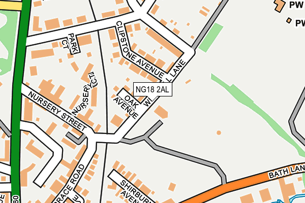 NG18 2AL map - OS OpenMap – Local (Ordnance Survey)