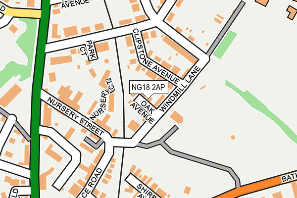 NG18 2AP map - OS OpenMap – Local (Ordnance Survey)