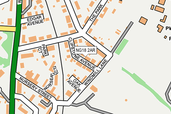 NG18 2AR map - OS OpenMap – Local (Ordnance Survey)