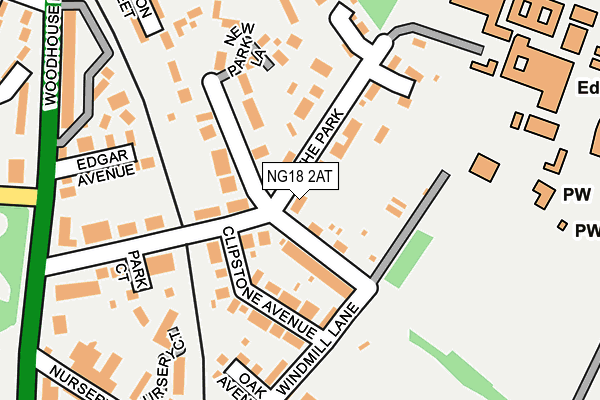 NG18 2AT map - OS OpenMap – Local (Ordnance Survey)