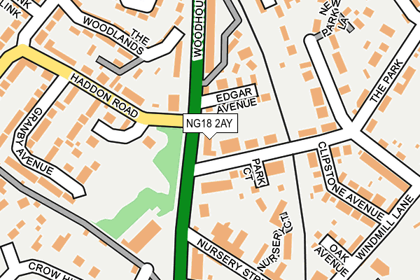 NG18 2AY map - OS OpenMap – Local (Ordnance Survey)