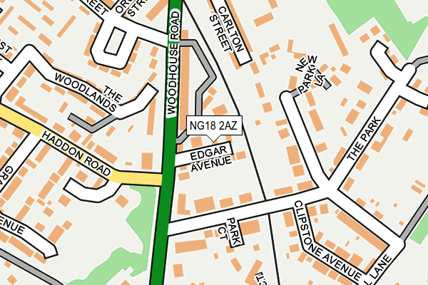 NG18 2AZ map - OS OpenMap – Local (Ordnance Survey)